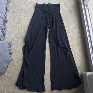 Free People Beach Black Flowy Pants Cotton Tie Up